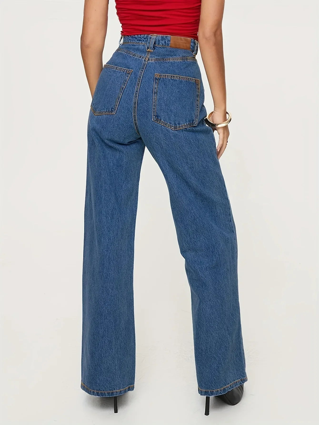 Jeans Women Vintage Straight Pants High Waist Washed Distressed Button Pockets 2025 Streetwear Mom Y2k Basis Denims Trousers Aviola