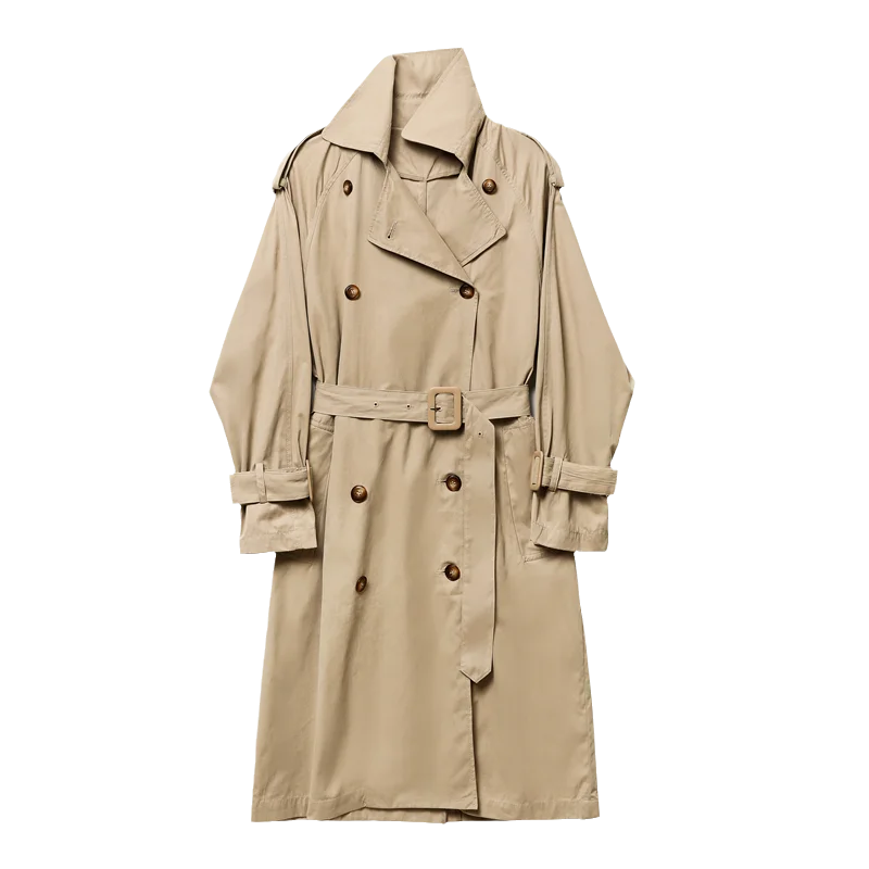 RARF lady Spring and Autumn new classic women's double button trench coat, trench jacket, vintage medium long coat, with belt Aviola