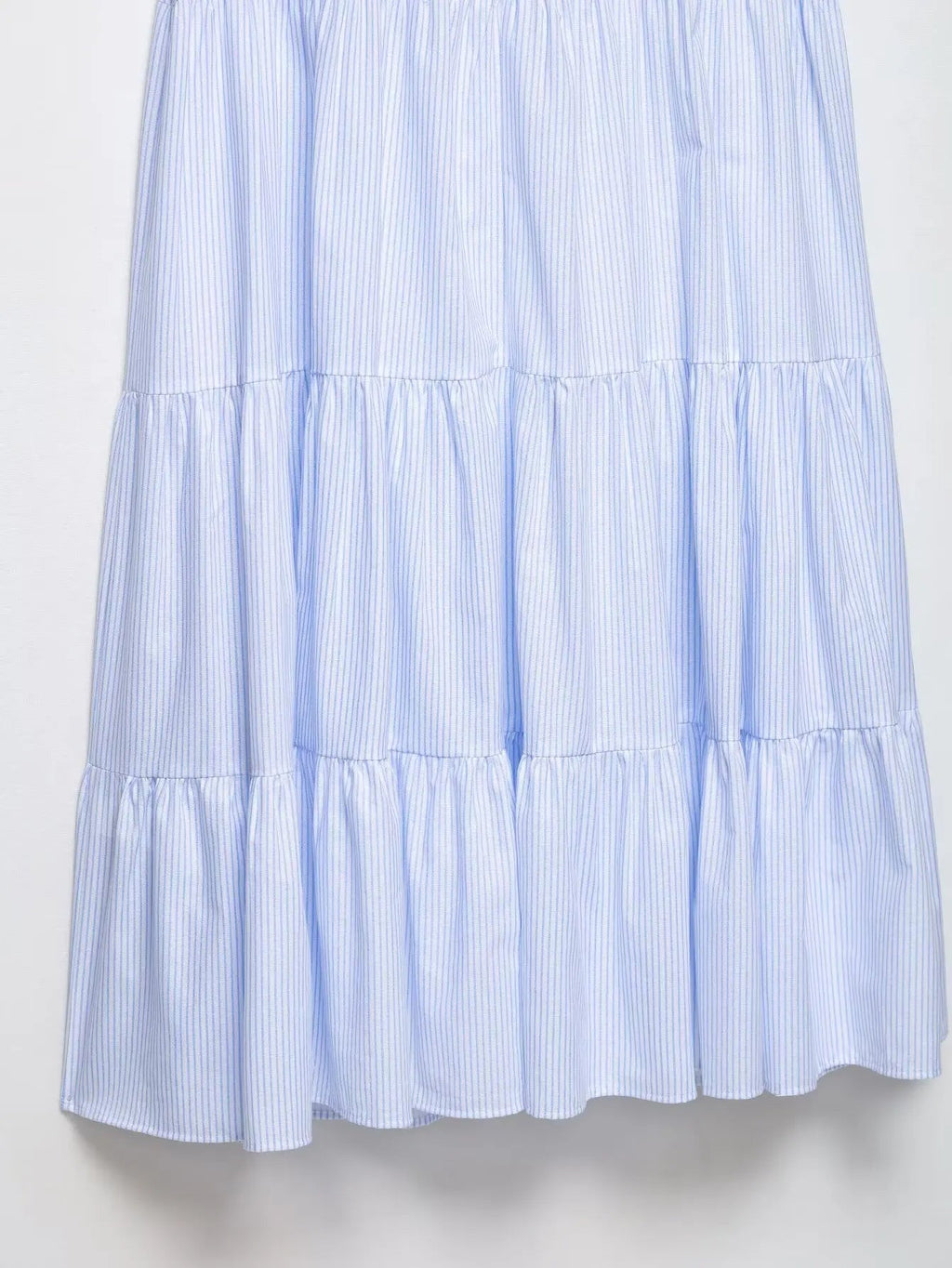 UNIZERA Pleated contrast lace trim striped suspender dress 2025 summer new arrivals women's casual loose midi dress Aviola