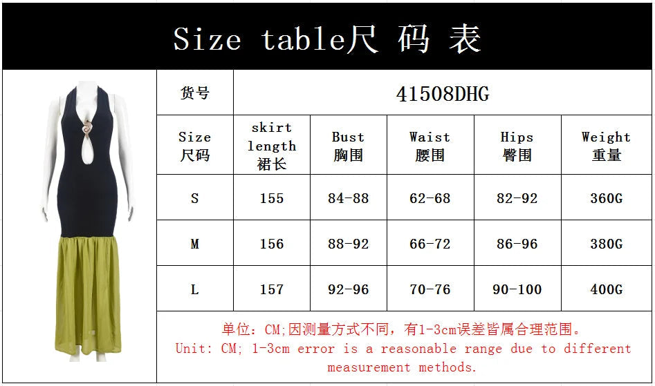 Nibber Patchwork Color-Blocking Women Dress Temperament Metal Trim Sleeveless Hollow Skinny Backless Splits Holiday Vestidos Aviola