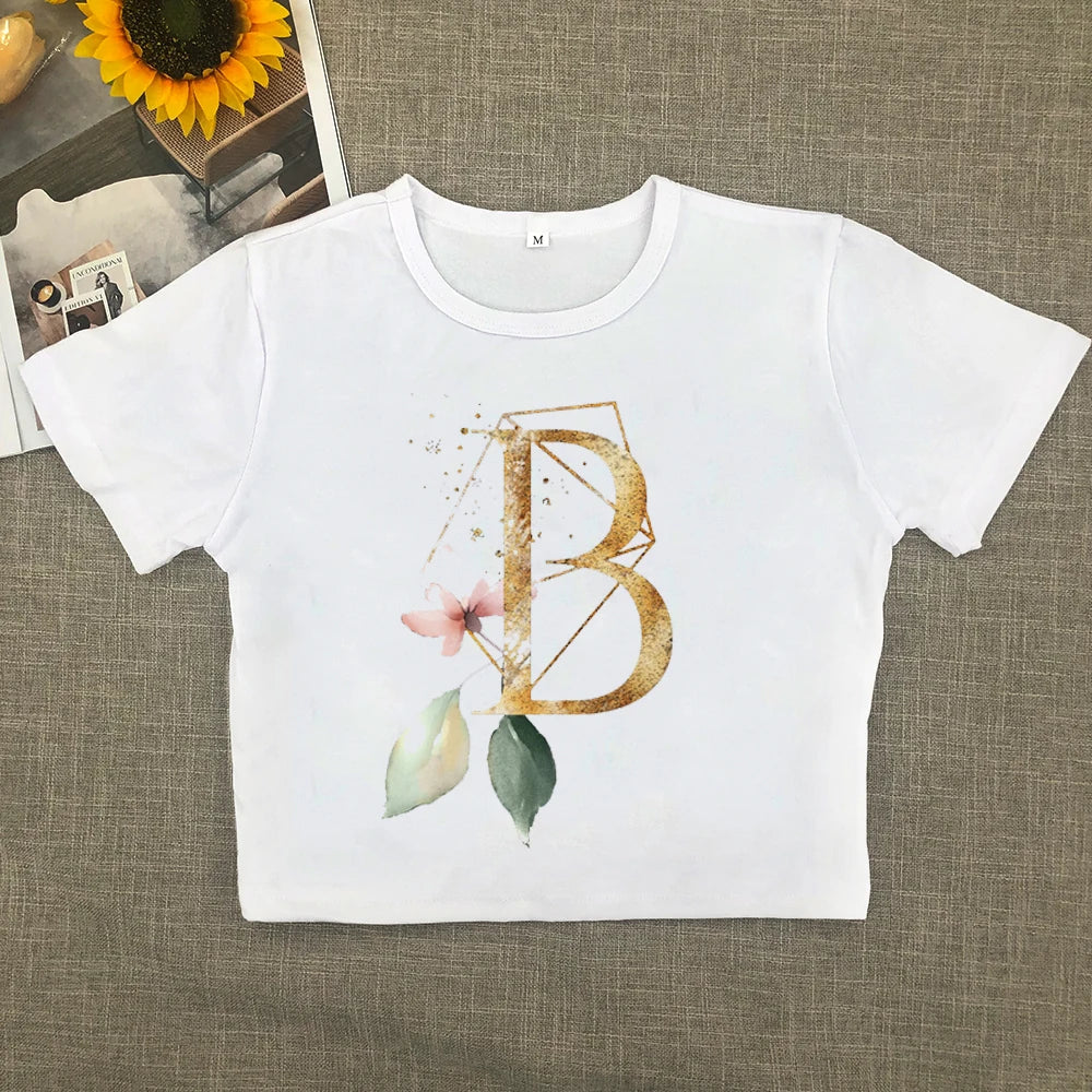 2024 Europe and the United States new printed art letter short sleeve women with street women T-shirt Y2K Aviola