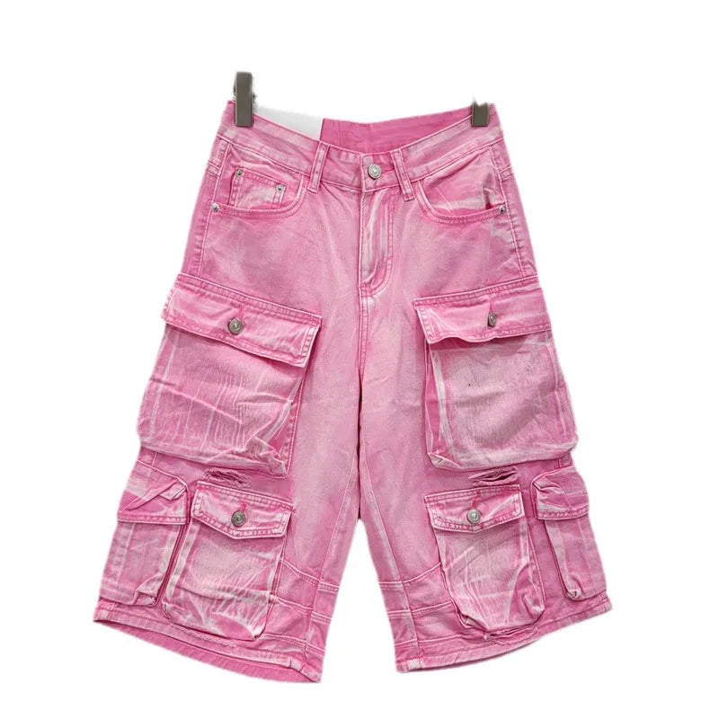 Denim Pant Women Mom Jeans Calf Length Pants Pockets High Waist Straight Trousers Y2k Streetwear Club Splice Casual Loose 2025 Aviola