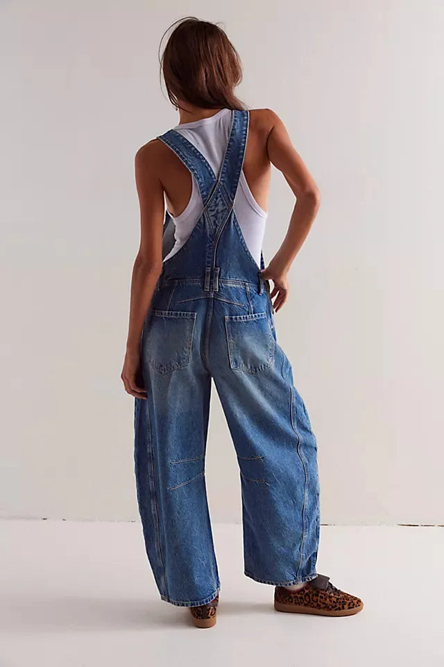Jeans Women Denim Cargo Pants Wide Leg Long Pant Jumpsuit Y2k Streetwear Button Pocket Casual Straight Trousers Overalls Aviola