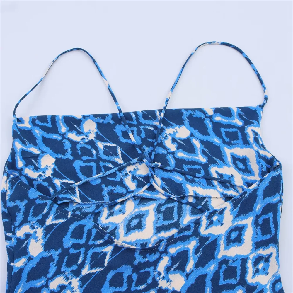 BM&MD&ZA2025Fashion Printed Underwear Style Midi Suspender Dress Resort Style Slim Midi-Length Skirt Summer Women's Clothing Aviola