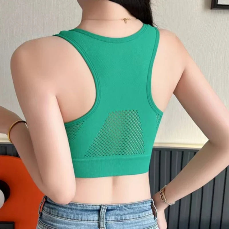 Seamless Bras Crop Top Women V-Neck Front Zipper Push Up Tank Top Women's Sports Underwear Padded Camisoles Aviola