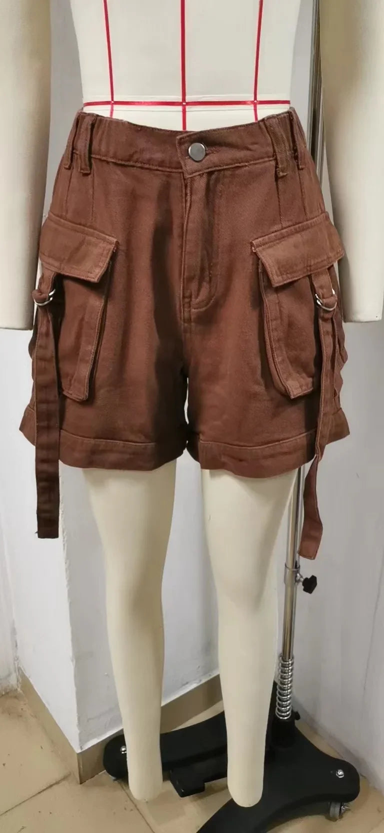 Mom Jeans Shorts Women Vintage Denim Washed Distressed Elastic Waist Multiple Pockets Party Club Straight Short Pants 2025 Aviola