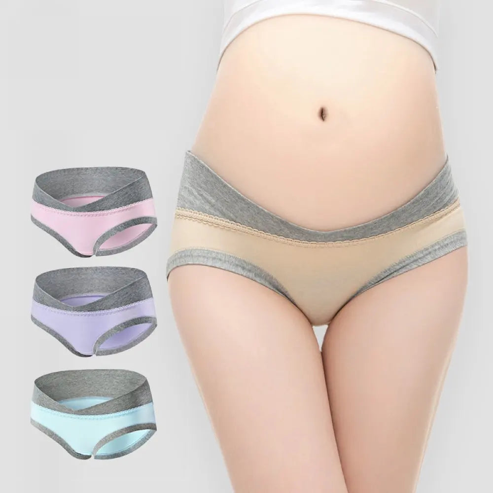 4PCS/Set V-Shape Low Waist Stitching Color Stylish Soft Comfortable Seamless Underpants Set for Pregnant Women Aviola