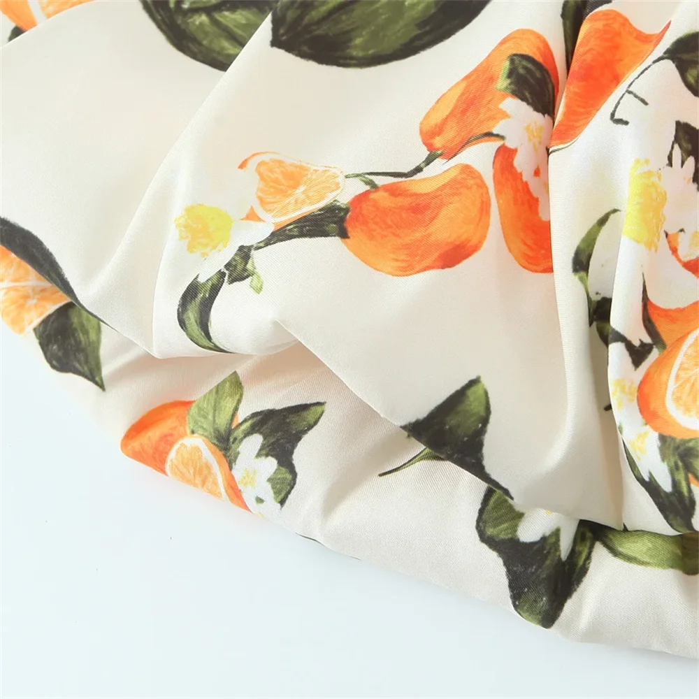 BM&MD&ZA2025cross-back design fruit print square collar simple casual suspender skirt summer new women's dress Aviola