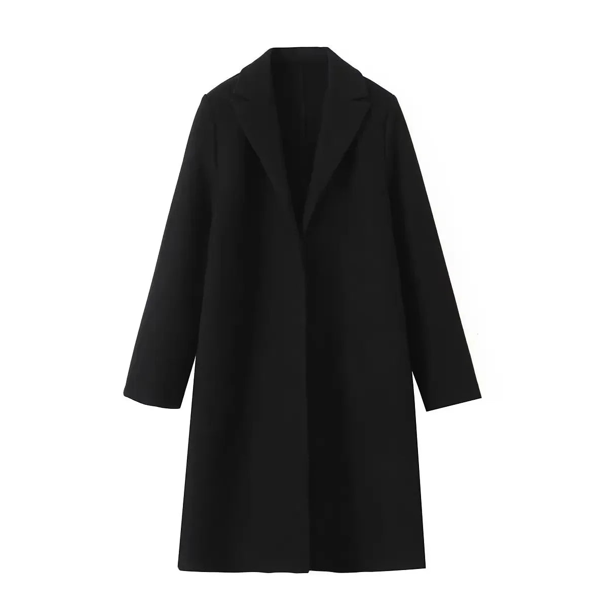 RARF Women Woolen coat Fashion Solid Open Stitch Long Trench Coats Vintage V-Neck Full Sleeves Female Chic Lady Outfits Aviola