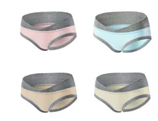 4PCS/Set V-Shape Low Waist Stitching Color Stylish Soft Comfortable Seamless Underpants Set for Pregnant Women Aviola