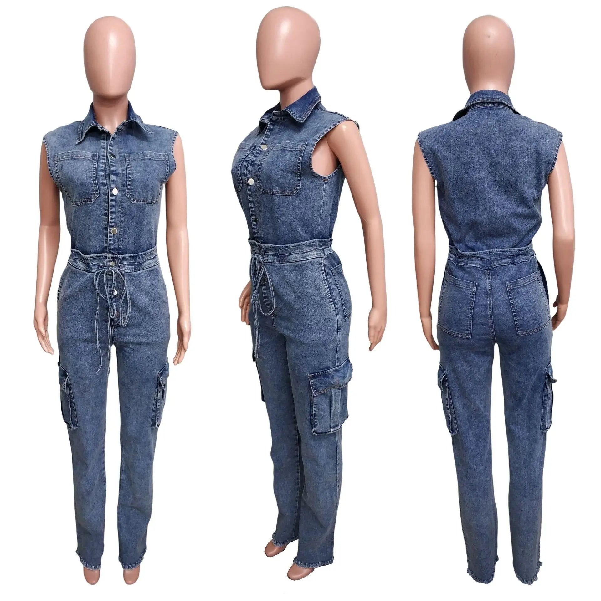 Demin Overalls Women Slim Fit Jumpsuits Sleeveless One Piece Long Pants Mom Jeans High Waist Y2k Club Party Casual Rompers Aviola