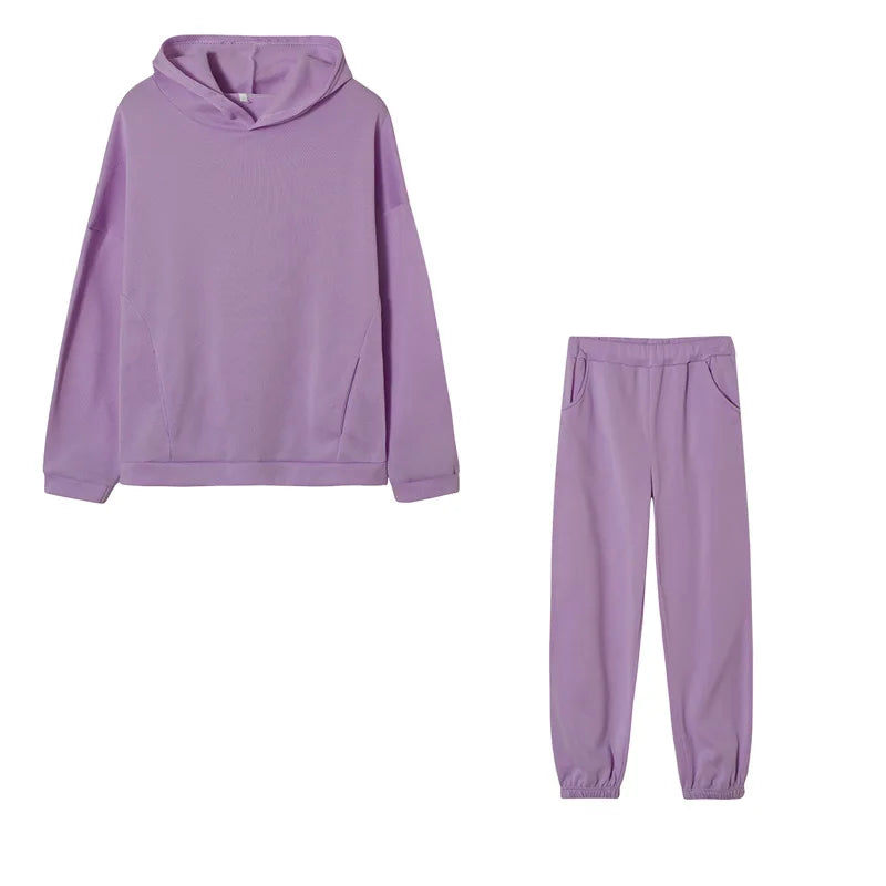 autumn tracksuit outfit set Women Two Piece Set hoodies Hooked Leisure Wide Leg Long Pants Sets Slim Fit Office Ladies Autumn Aviola