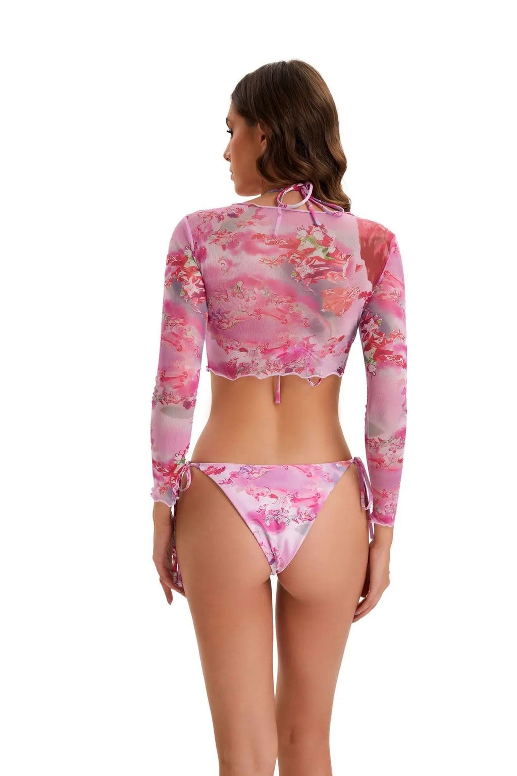 2025 New Sexy Bikini Three-piece Set Women Thong Print Swimsuit Low Waist Summer Mesh Blouse Swimming Pool Bikini Set Brazil Set Aviola