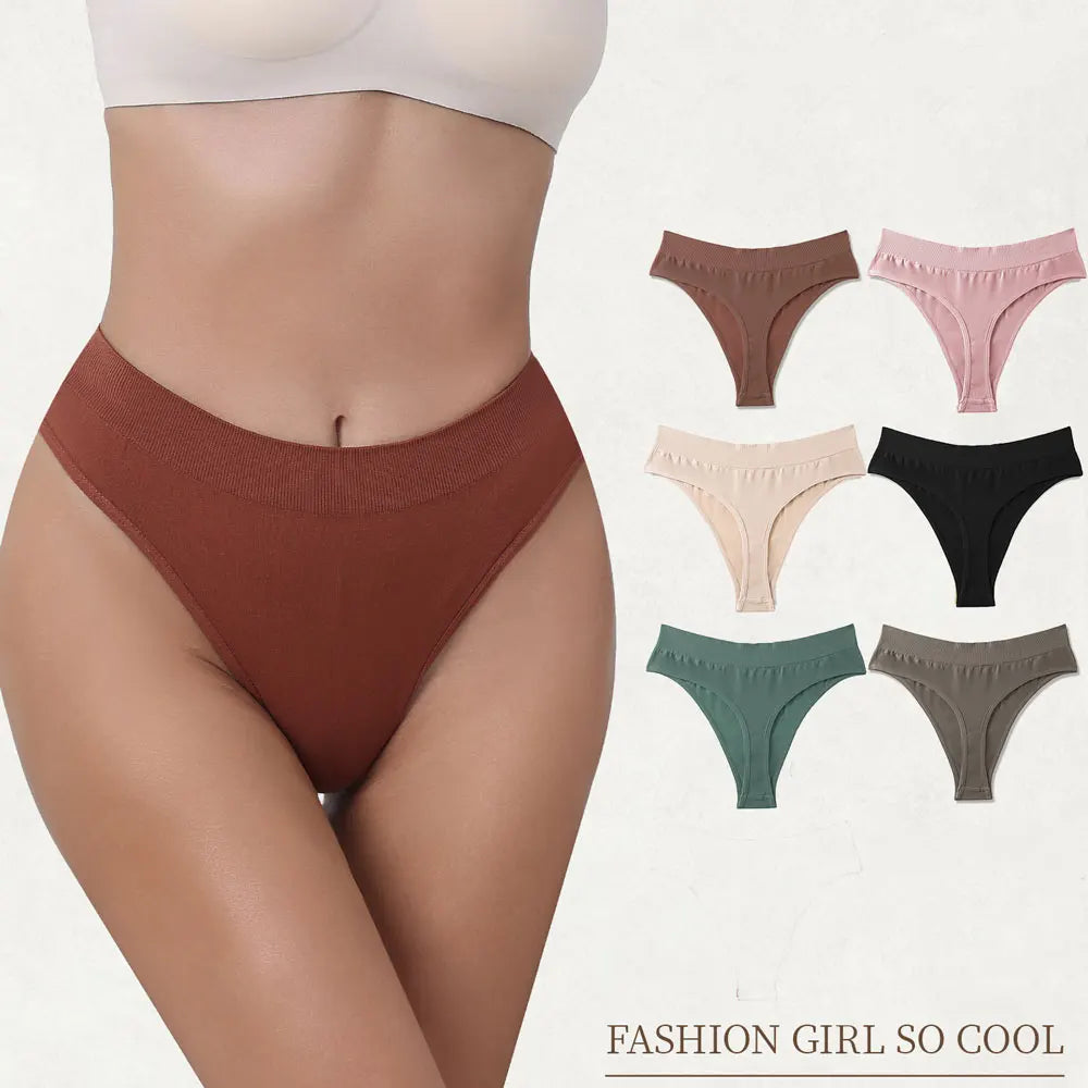 5pcs Women's High-Waisted Thong Cotton Comfortable Sexy Female Underpants Panties Briefs Intimates Ladies Underwears Aviola