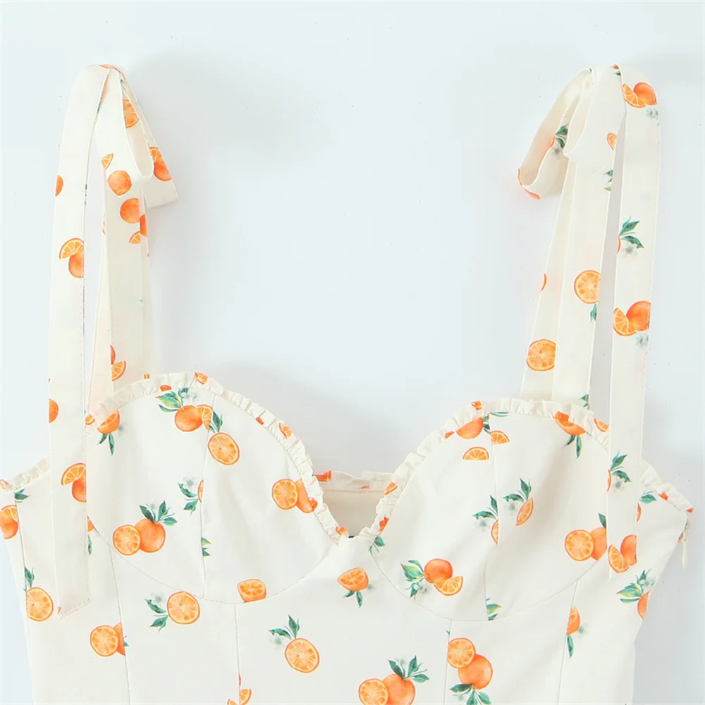 BM&MD&ZA2025fruit print suspender skirt loose simple casual versatile daily dress summer new women's clothing Aviola