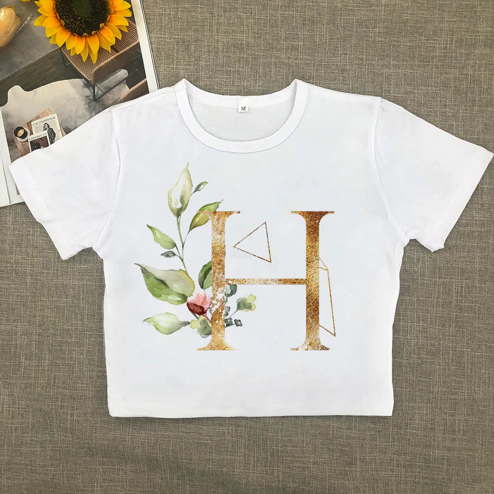 2024 Europe and the United States new printed art letter short sleeve women with street women T-shirt Y2K Aviola