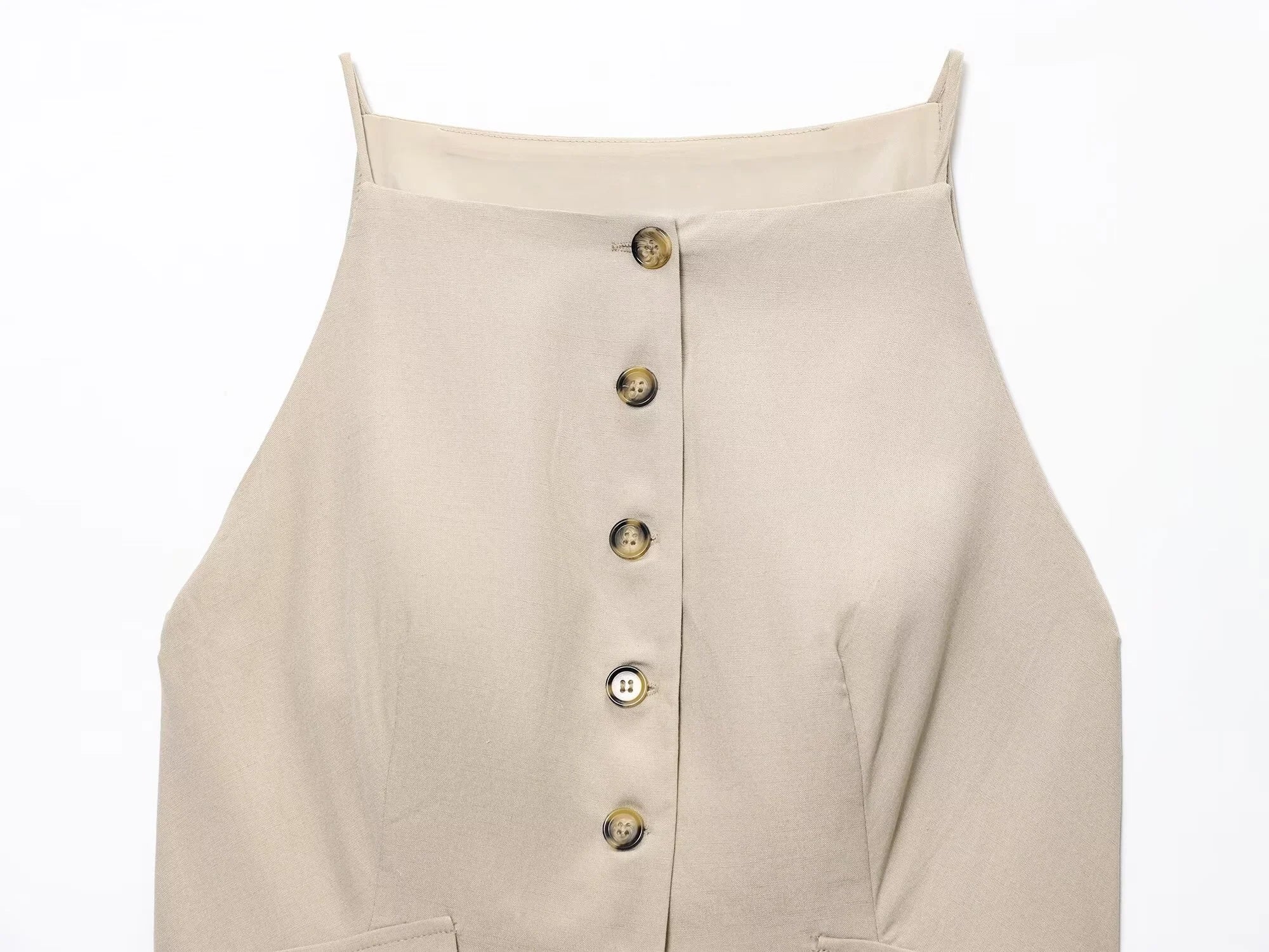 UNIZERA 2025 Summer New Arrivals Women's Wear Single-Breasted Small Pleated Skirt Midi Vest Splicing Dress Aviola