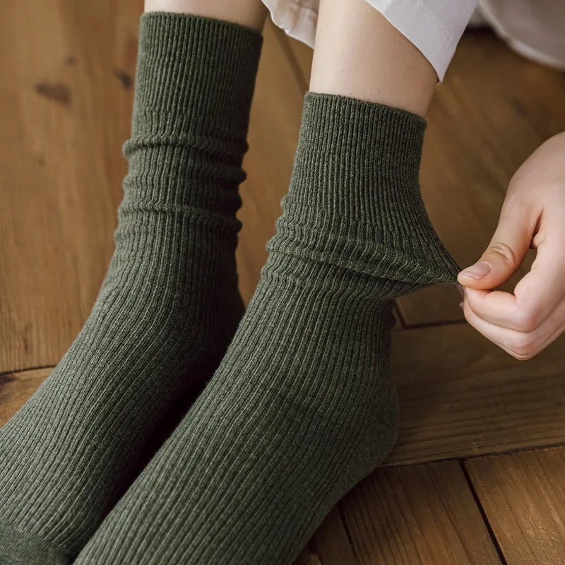 Winter Warm Cotton Socks Soft Knitted Socks Women Solid Color Casual Harajuku Socks Female Basic Daily Socks Aviola