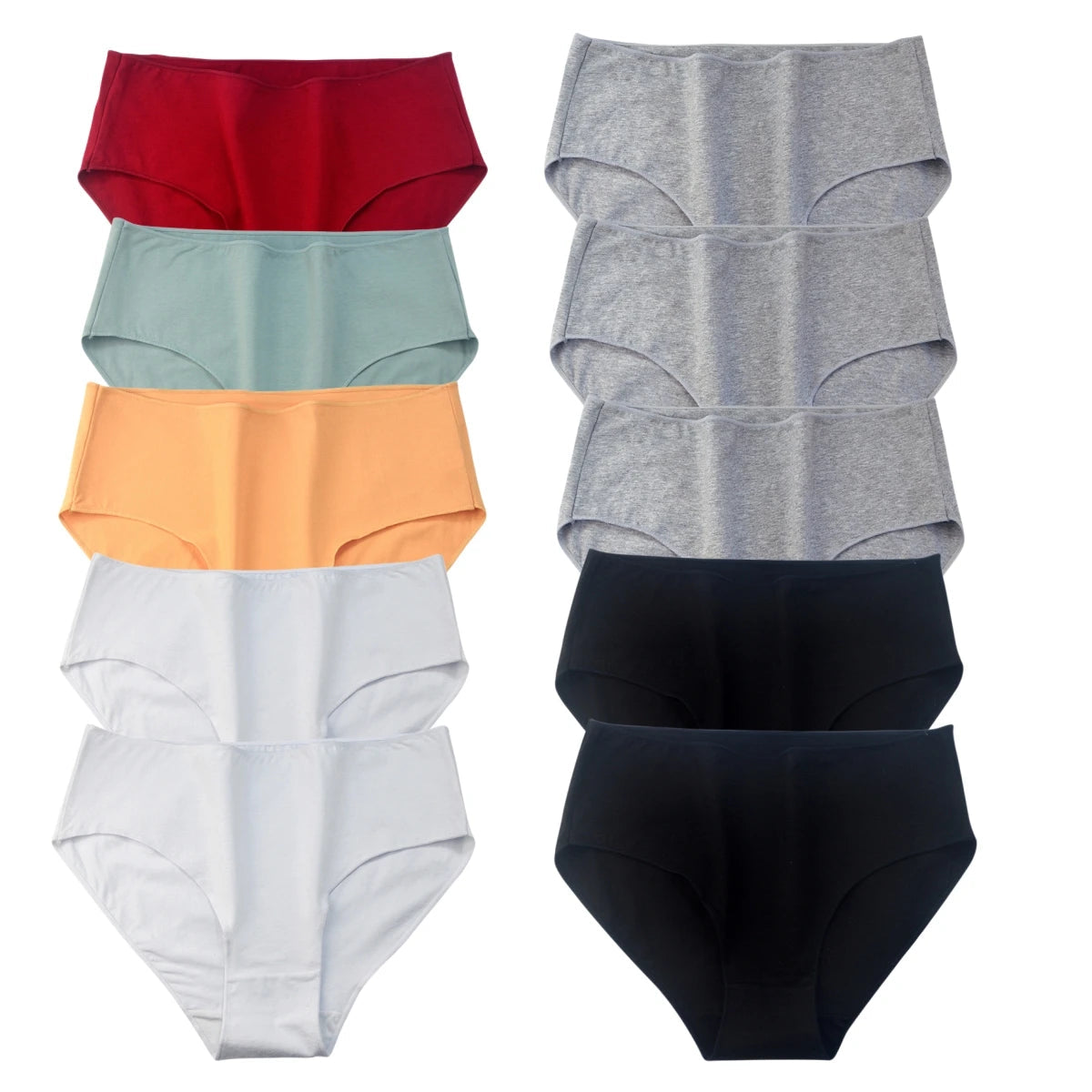 10Pcs/Set Cotton Panties Women Comfort Briefs Female High Waist Underwear Underpants Solid Color Intimates M-2XL Aviola