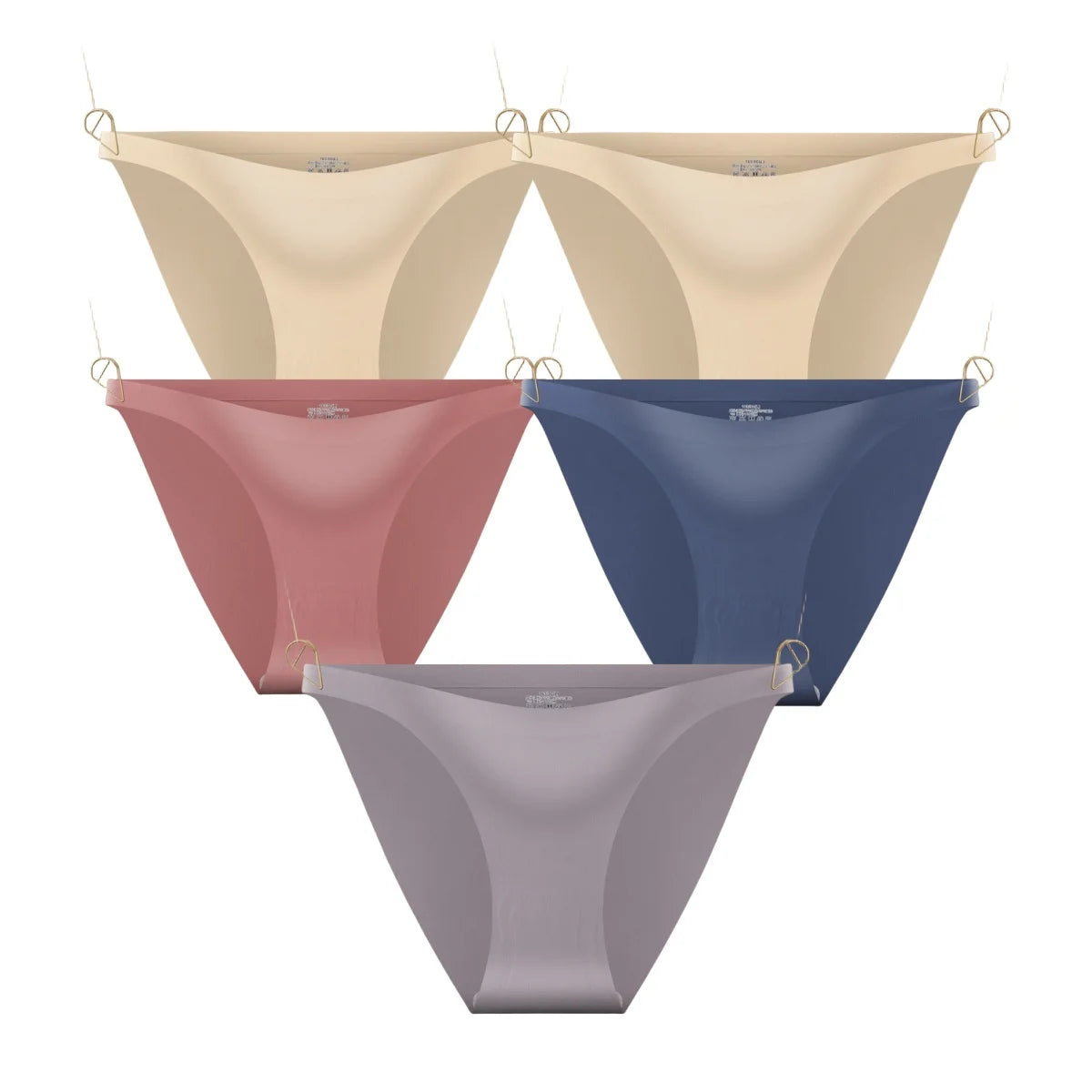 5Pcs/Set Seamless Briefs Ice Silk Panties Women Sexy Underwear Low Waist Underpants Female Solid Color Ultra-thin Lingerie Aviola