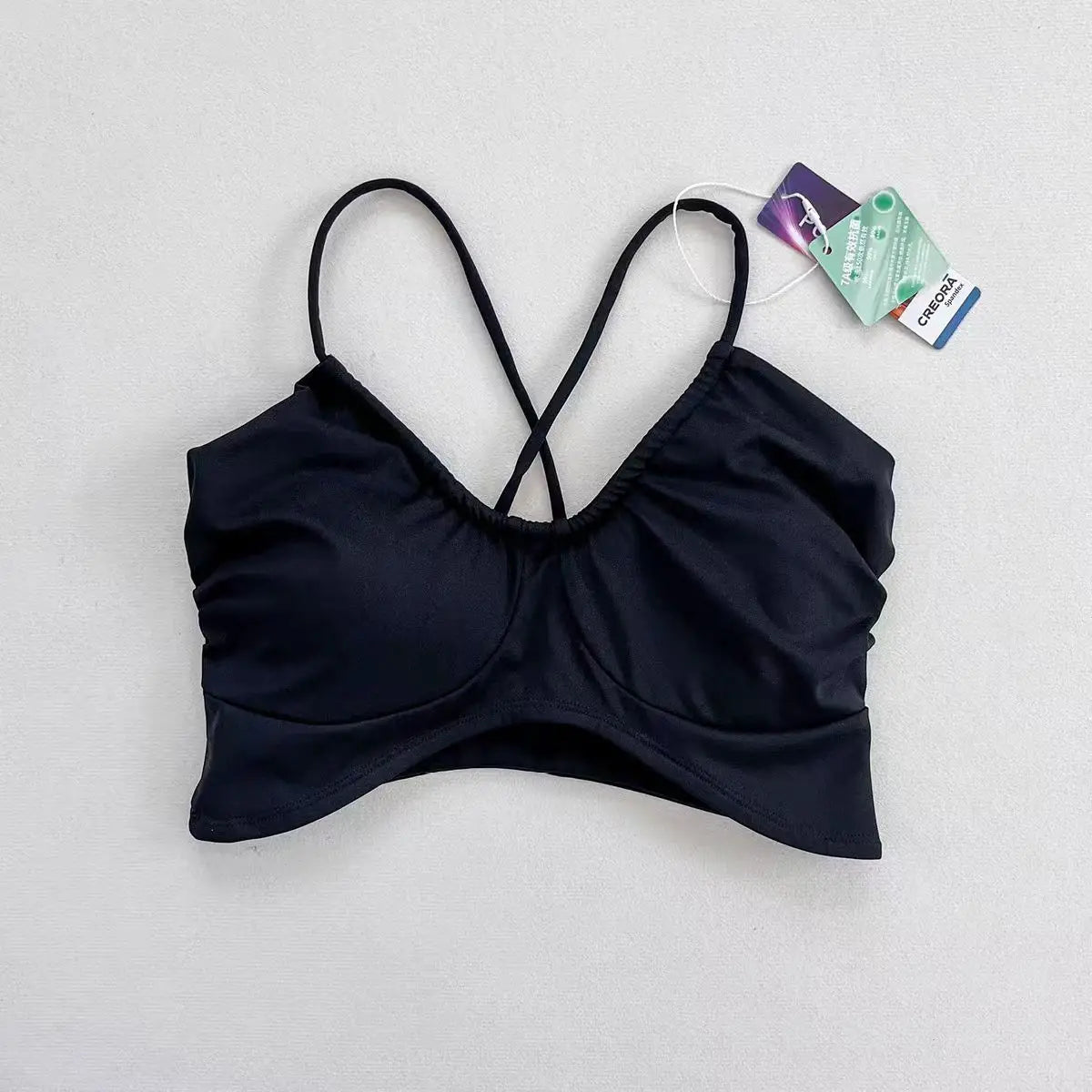 Women's Push-Up Sports Bra Cross Strap Yoga Camisole Fitness Top Breathable Beauty Back Gym Bra Print Design Sport Bras Aviola