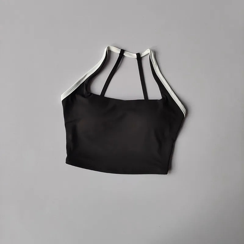 Women's Beauty Back Sports Bra Shockproof Fixed Pad Yoga Bras Running Underwear Training Color Block Fitness Vest Gym Tops Aviola