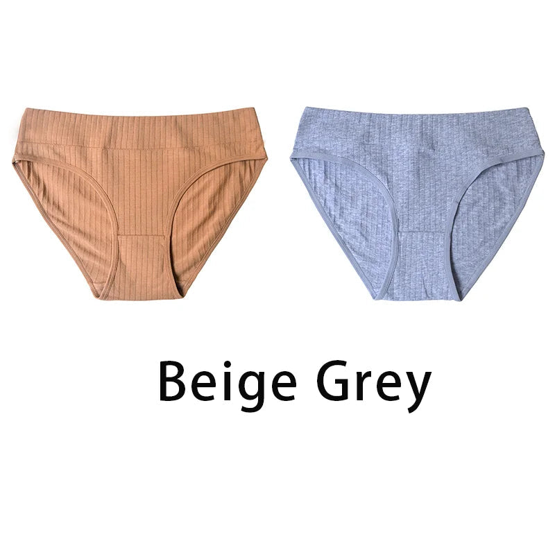 2PCS/Set Women Plus Size Seamless Cotton Panties Daily Underwear Sexy Female Rib Underpants Girls Comfort Briefs Lingerie 835 Aviola