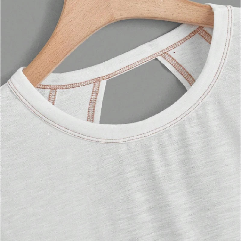 Europe and the United States foreign trade women's 2024 new women's back sports yoga T-shirt relaxed casual breathable Aviola