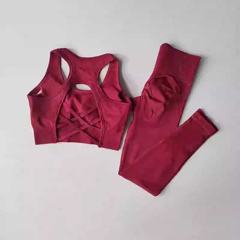 Women's tracksuit Fitness Yoga Sets Sportswear Workout Sports Bra+High Waist Leggings Gym Clothing Seamless Sports Suits Aviola