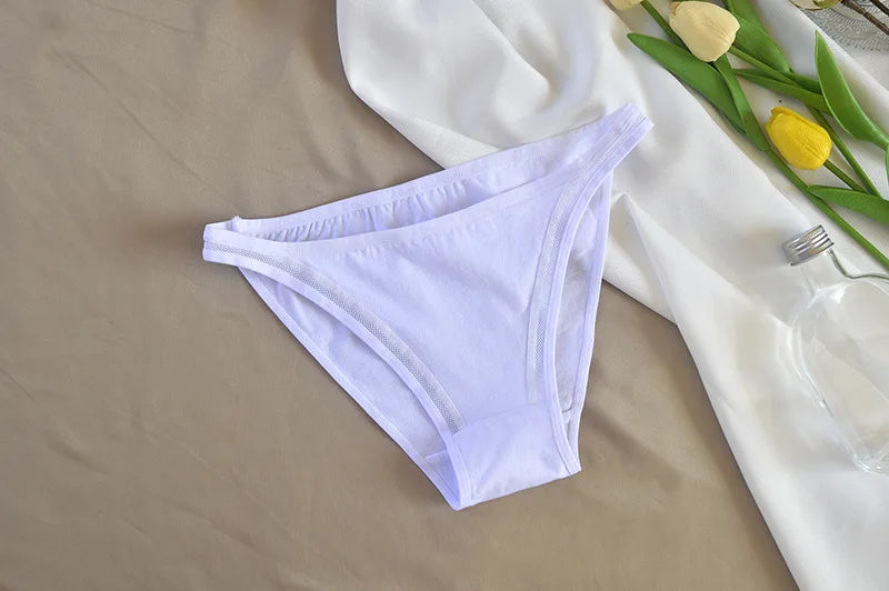 3Pcs/set Women Cotton Panties Female Mesh Underpants Solid Color Bikini Briefs Underwear Ladies Sexy Panty Girls Lingerie Aviola