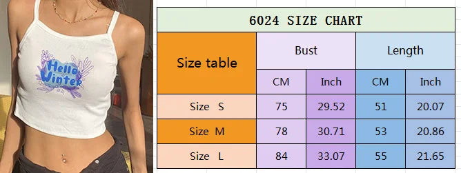 2024 Europe and the United States street new print season art text short sleeve women Y2K women's T-shirt vest halter Aviola