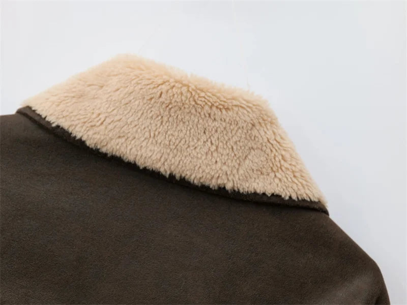 RARF 2024 new Fall/Winter women's collection double-sided lapel long-sleeved jacket with warm fur Aviola