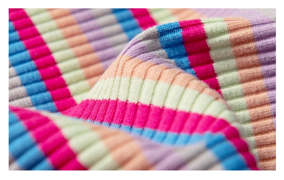 Women Cotton Seamless Panties Female Plus Size Sweety Underwear Sexy Colorful Rainbow Striped Lingerie Girls Cute Briefs NK606 Aviola