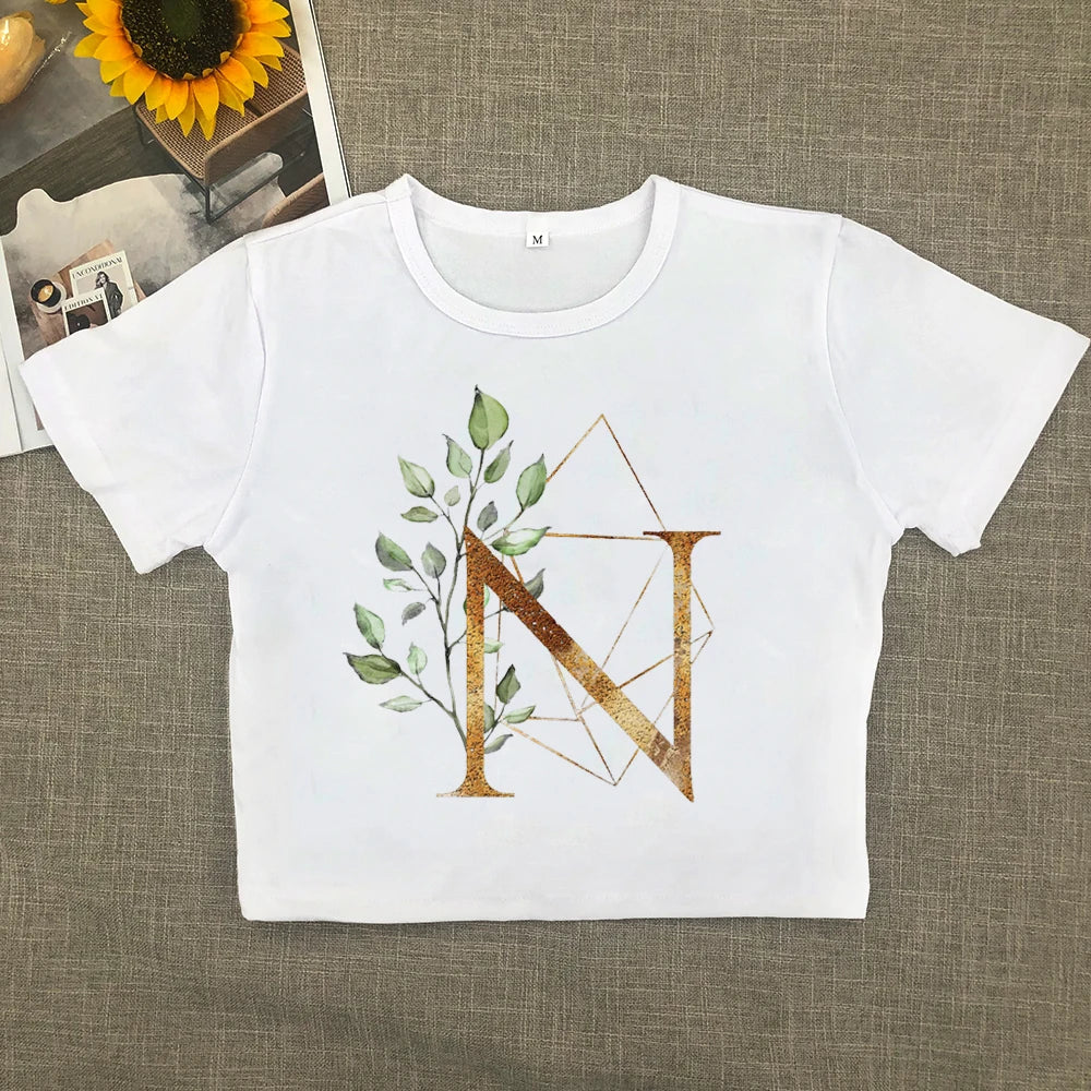 2024 Europe and the United States new printed art letter short sleeve women with street women T-shirt Y2K Aviola