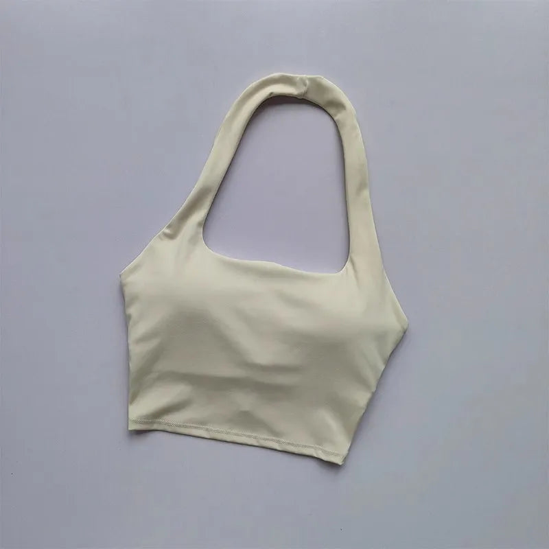 Sexy Halter Padded Yoga Camisole for Women, Backless Gym Crop Top, Fitness Bra, Breathable Workout Tops, Sports Bras Aviola