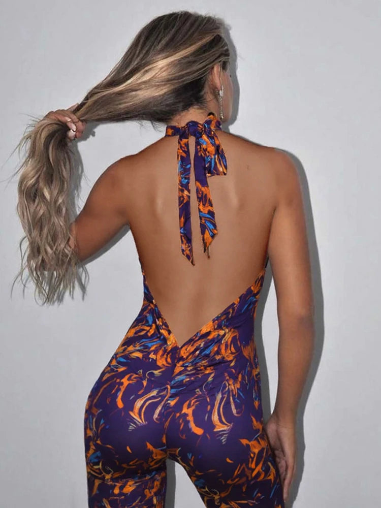 Nibber Bandage Sexy Dot Print Romper Women Y2K Backless Halter Fit Tight Stretch Summer Trend Hipster Activity Workout Playsuits Aviola