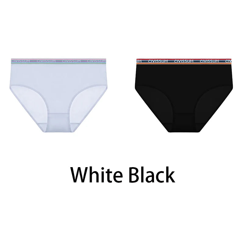 2PCS/Set Women Cotton Rainbow Letter Panties Sexy Plus Size Underwear Lingerie Mid Waist Comfortable Briefs NK609 Aviola