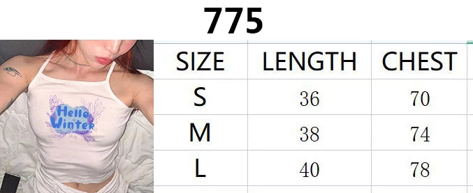 2024 Europe and the United States street new print season art text short sleeve women Y2K women's T-shirt vest halter Aviola