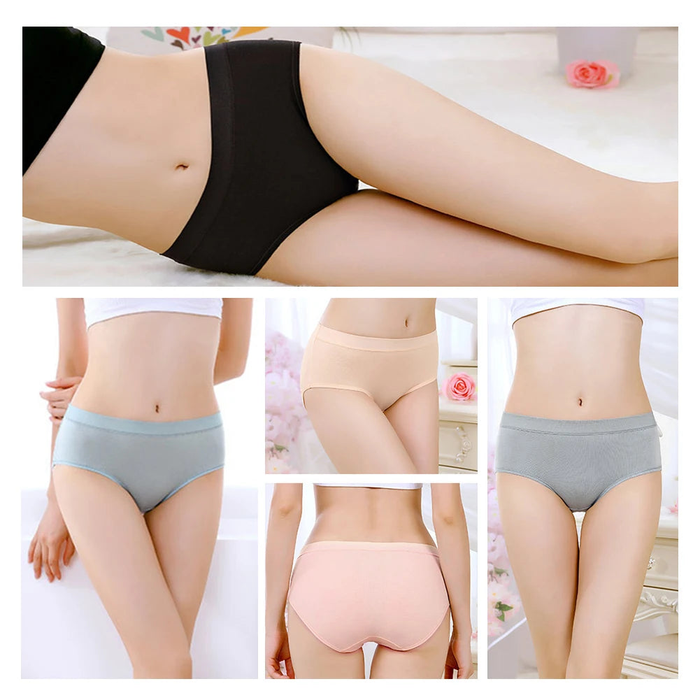 5pcs M-XXL Mid-waist Pure Cotton Women's Panties Breathable Briefs Underwear Girls Comfortable Underwears Aviola