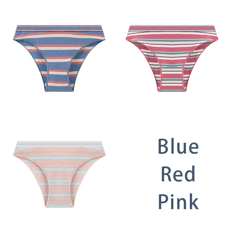 3PCS/Set Women Cotton Sexy Striped Panties Female Low Waist Underwear Classic Comfort Lingerie Girls Cute Briefs Aviola