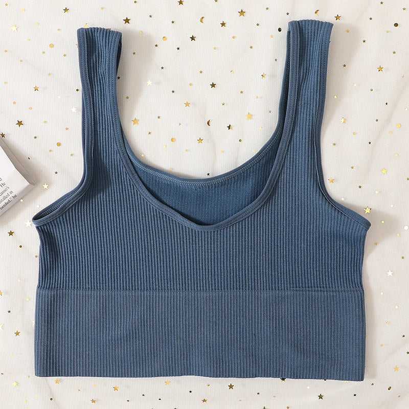 Seamless Bras For Women Streetwear Rib Sports Tank Top Sexy Lingerie No Pads Crop Top Female Fitness Underwear Aviola