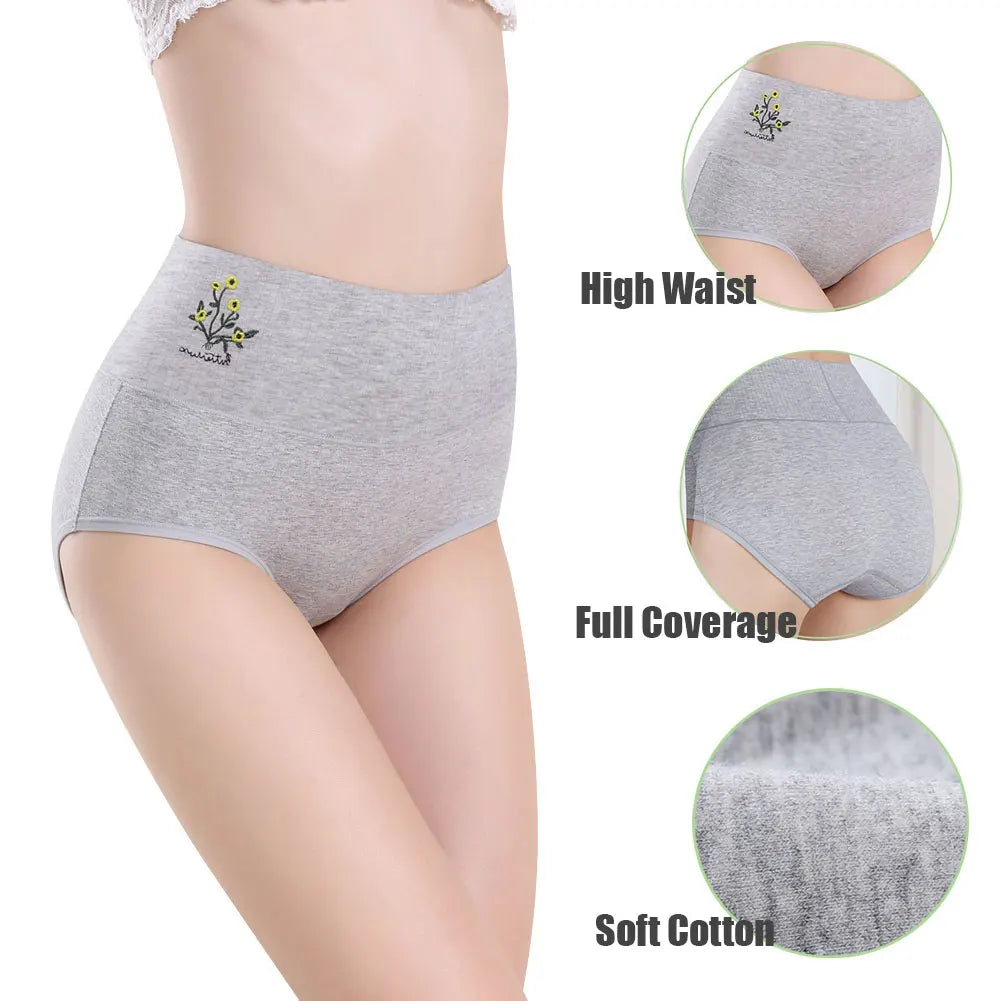 5 pcs/Lot High Waist Underwear Cotton Panties for Women Light Panty Culotte Femme Underpants M-XXL Girls Comfortable Briefs Aviola