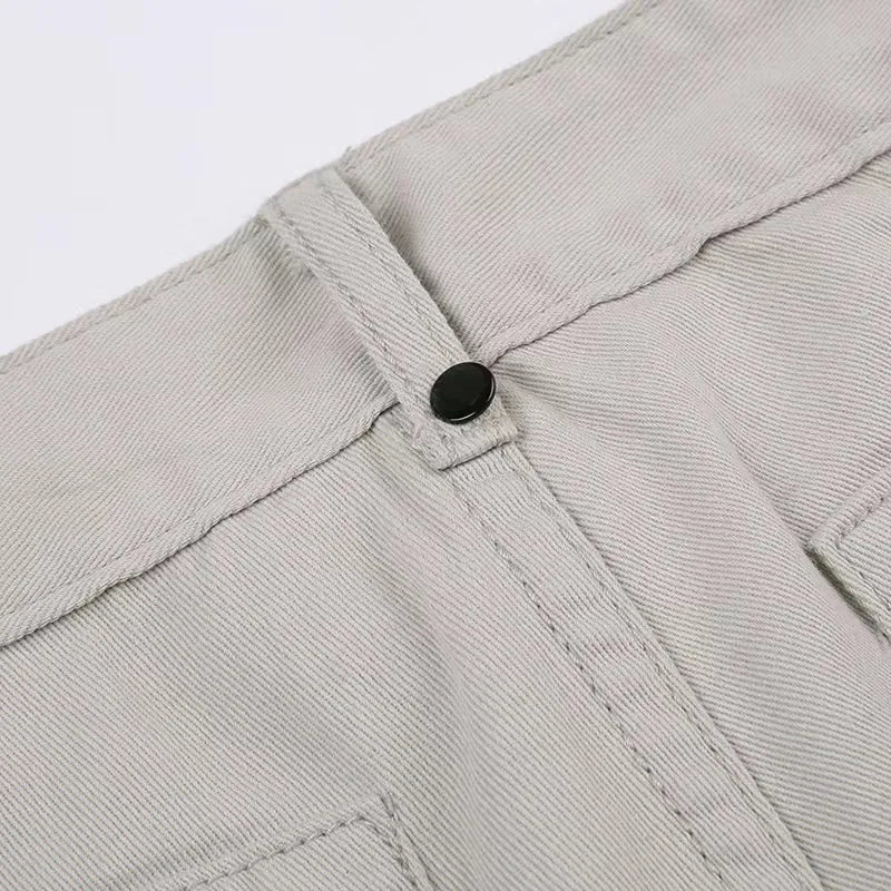 Cargo Pants Women Casual Jeans Utility Low Waist Trousers Pockets Zipper Straight Y2k Streetwear Loose 2025 Summer Party Club Aviola