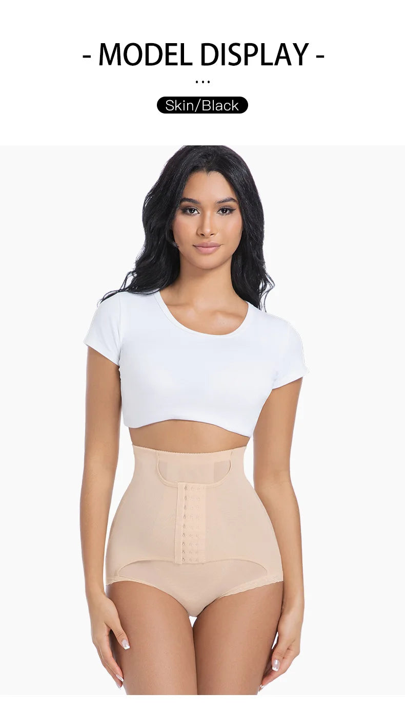 Women’s Waist Control Shapewear Panty with 3-Row Hooks Double Tummy Compression Mesh Butt Lifter High Waist Slimming Body Shaper Aviola