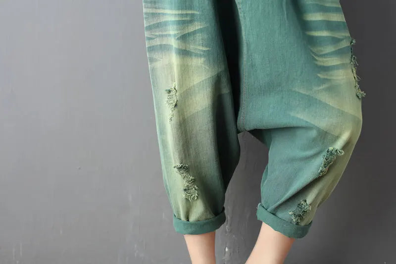 Denim Pant Women Jeans Calf Length Pants High Waist Straight Trousers Y2k Streetwear Elegant Mom Jeans Casual Hole Loose 2025 Aviola
