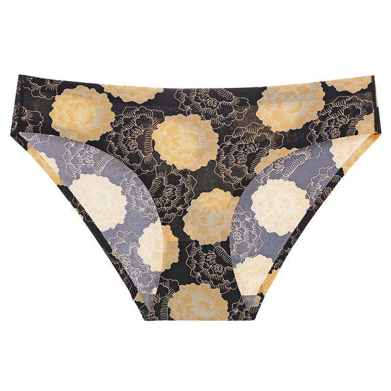 Woman Seamless Panties Women Ice Silk Underwear Printed Female Underpants Big Size Sexy Underwear Girls Briefs NK2153 Aviola