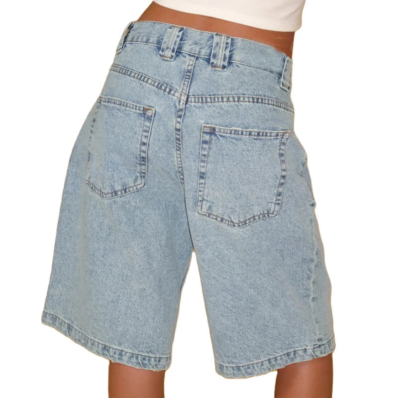 Denim Pant Women Wide Leg Jeans Calf Length Pants High Waist Straight Trousers Y2k Streetwear Mom Jeans Casual Loose Summer Aviola