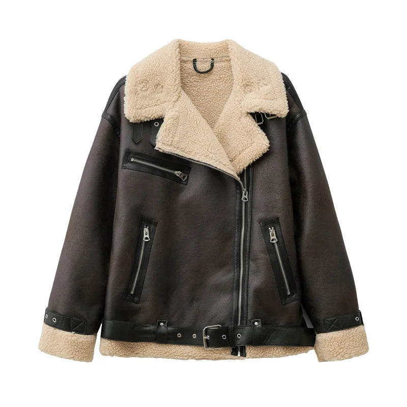 RARF 2024 Autumn/Winter new European-style women's warm and thick double-sided lapel long-sleeved jacket jacket Aviola