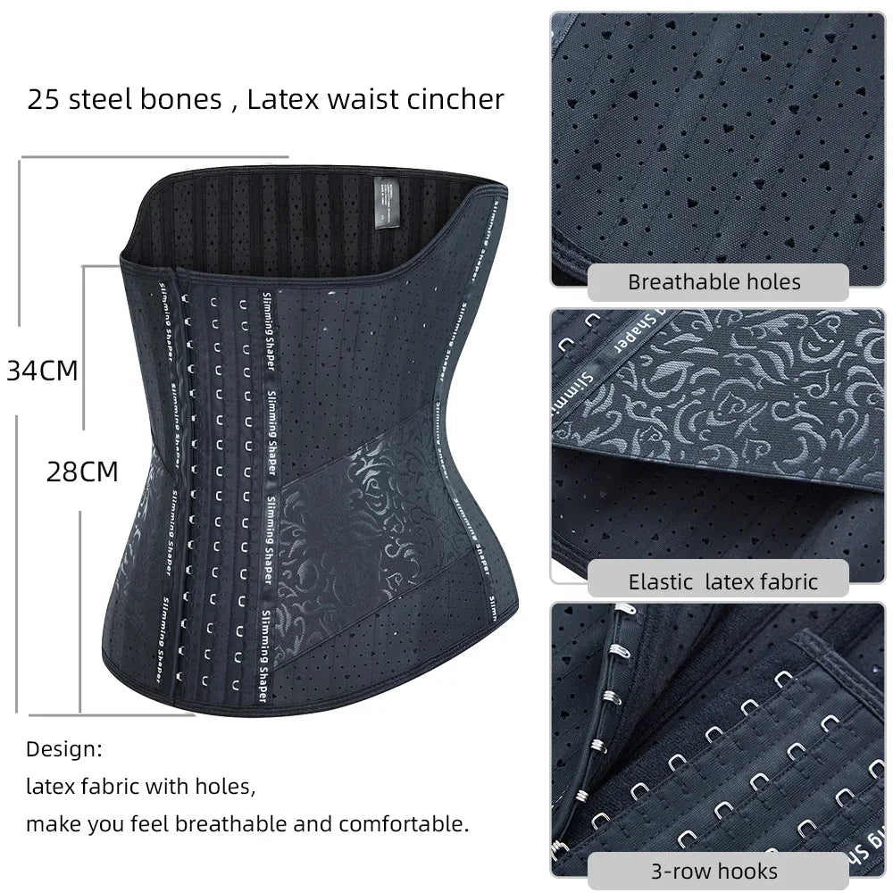 25 Steel Bones Latex Body Shaper Waist Trainer Tummy Control Long Torso Corset Shapewear Women Fajas Colombian Girdles Cincher Aviola