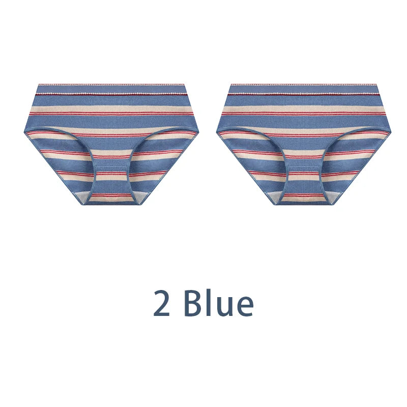 2PCS/Set Women Cotton Sexy Retro Panties Female Low Waist Underwear Classic Design Lingerie Girls Cute Briefs Aviola